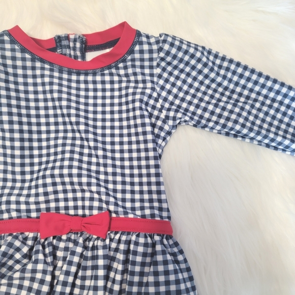 Ruffle Butts peplum girls swimsuit, long sleeve one piece red white & blue - Picture 3 of 4